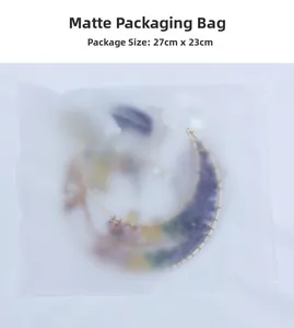 Frosted zipper bag packaging for handmade moon dream catcher with crystals 27x23cm