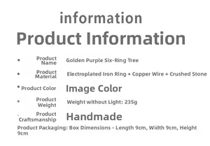 Detailed specifications table for handmade crystal tree moon sun catcher decoration