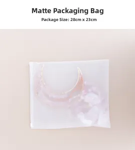 Frosted semi-transparent zipper packaging bag for accessories measuring 28cm by 23cm