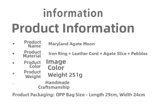 Specifications of handmade Maryland agate moon dream catcher with iron and leather details