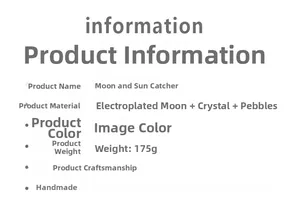 Specifications for handmade half moon suncatcher with crystal and plated metal moon