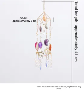 Detail showing the 45cm total length and 7cm width of this crystal suncatcher