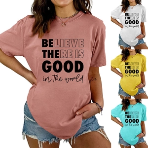 Options de couleurs pour t-shirts en coton avec slogan 'Believe There Is Good' et col rond