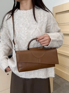 Brown crocodile pattern crossbody bag with silver hardware and top handle for women