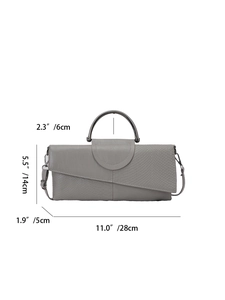 Dark grey crocodile pattern handbag with silver metal handle and shoulder strap details
