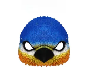 Realistic blue tit bird mask with vibrant feathers and sharp beak for carnival cosplay