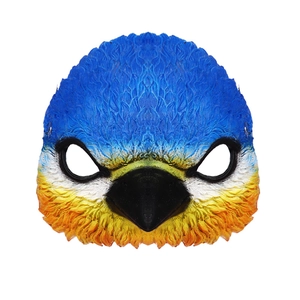 Realistic blue and yellow bird mask for carnival cosplay and stage performance props