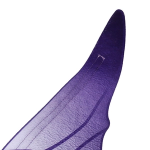 Close-up of purple gradient fairy wing fabric with detailed double stitching and texture