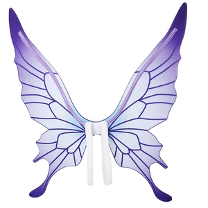 Detail of purple gradient butterfly wings with elastic straps for costume parties