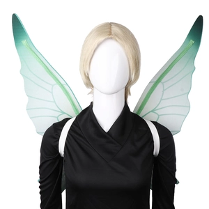 Green and white gradient fairy wings costume accessory with realistic vein patterns