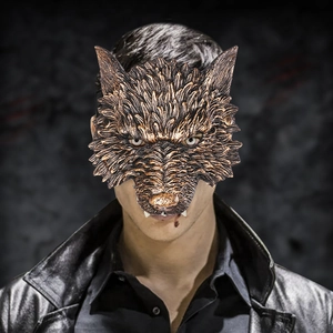 Lifelike werewolf mask with bronze metallic finish for Halloween and cosplay parties