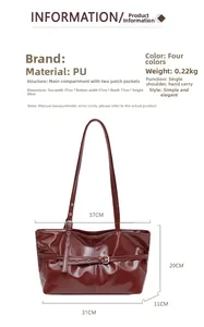 Maattabel voor PU schoudertas met afmetingen 37x31x20cm en details over de tasstructuur