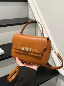 Borsa da Donna a Tracolla in Pelle PU Urbana Semplice Tinta Unita Elegante Con Chiusura a Girello e Tracolla Regolabile