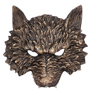 Vintage Werewolf Head Mask PU Bronze Silver Metallic Texture Halloween Cosplay Party Prop Adults Wolfman Costume Mask