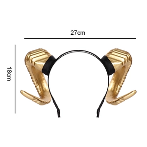 Serre-tête cornes de bélier dorées pour cosplay Halloween, taille 27cm sur 18cm