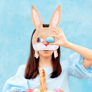 Realistic Plush Animal Mask For Easter Bunny Cat Masquerade Costume Party Cosplay Half Face Simulation Mask Kids Adult Gift