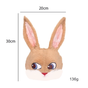 Realistic plush rabbit mask for Easter party with detailed pink inner ears and white fur