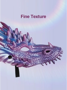 Macro view of blue and purple gradient dragon mask showing detailed scales and fine texture