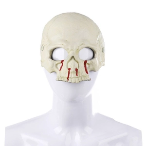 Realistic skull half mask with red blood stains for Halloween and cosplay parties