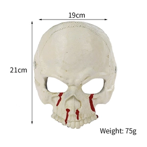 Halloween skull mask with red blood drips for cosplay parties, size 21cm by 19cm