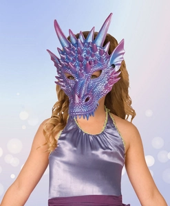 Macro detail of 3D dragon mask showing pearlescent blue scales and spiked texture