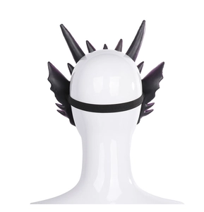 Rear view of 3D dragon mask showing black elastic strap and purple gradient details