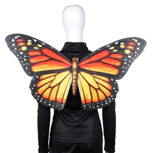 Vibrant orange butterfly wings costume with realistic monarch patterns for party events