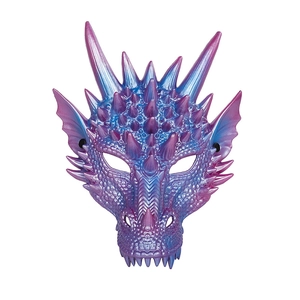 3D pearlescent blue and purple dragon mask made of RP foam for cosplay and party events