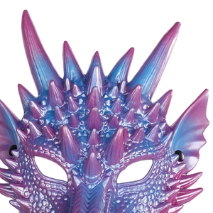 3D pearlescent blue and purple dragon mask with scales and horns for cosplay party