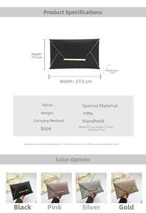 Gedetailleerde maatspecificaties en kleuropties voor de minimalistische envelopclutch