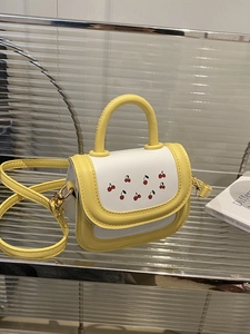 Mini Borsa a Mano in Pelle PU con Stampa Ciliegia da Donna Moda Carina Colore Macaron Borsa a Tracolla Cartone Animato Piccola Borsa Quadrata