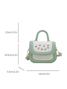 Mini borsa a tracolla verde ciliegia dimensioni 14x10,5cm con manico e tracolla