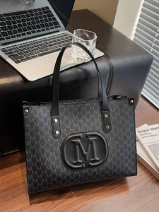 Mode Tote Bag Damen Große Kapazität PU Leder Monogramm M Brief Drucken Retro Pendler Schulter Handtasche Rundes Logo