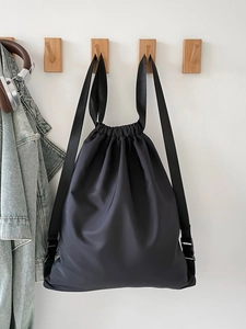 Lightweight Nylon Drawstring Backpack Folding Casual School Bag Large Capacity Sport Bag For Women Girls