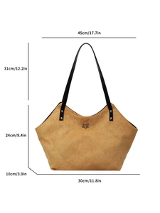 Sac fourre-tout matelassé jaune avec anses noires et dimensions sur fond blanc