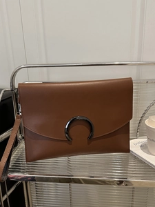 Women Minimalist PU Leather Envelope Clutch Bag Horseshoe Metal Buckle Casual Fashion Wristlet Shoulder Crossbody Bag