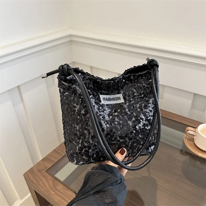 Damen Mode Pailletten Hobo Schultertasche Große Kapazität Beuteltasche Mit Fashion Label Täglich Party Streetwear Handtasche