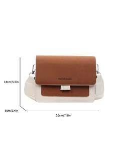 Minimalist frosted color-block crossbody bag with wide strap, size 20x14x6cm