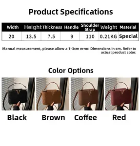 Detailed size chart for the leopard print small square bag with V-shaped metal buckle