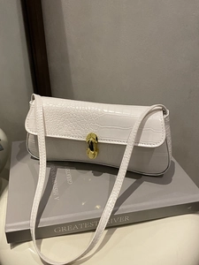 Sac Sous Le Bras Baguette Femme Cuir PU Gaufré Crocodile Boucle Dorée Rétro Minimaliste Chic Sac À Épaule Quotidien