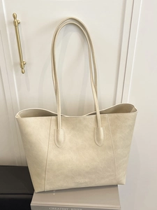 Large Capacity PU Leather Tote Bag For Women Simple Retro Shoulder Handbag Urban Commuter Fashion