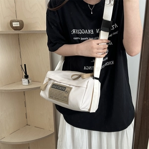 White nylon sports crossbody bag for women with wide adjustable shoulder strap