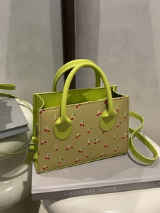 Sac à Bandoulière Femme Imprimé Cerise Doux en Cuir PU Petit Sac à Main Carré Avec Bandoulière Réglable Mode Sacoche