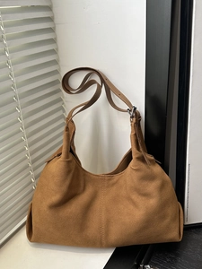 Women Large Capacity PU Faux Suede Hobo Shoulder Bag Vintage Casual Urban Tote Handbag With Adjustable Strap For Daily Commute
