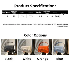 Detailed size specifications for a minimalist PU leather underarm bag for women