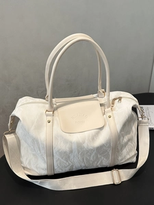 Women Large Capacity Pleated PU Leather Travel Handbag Fashion Casual Shoulder Bag For Trip Work Tote With Adjustable Strap