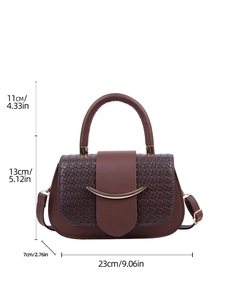 Brown woven leather handbag with gold hardware and dimensions for spring 2026 daily use