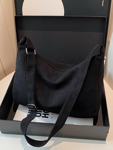 Women's Retro Large Capacity Shoulder Bag Simple Solid Color Frosted PU Hobo Bag Commute Casual Crossbody Bag Fashion Handbag