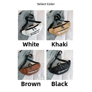 Select of casual crossbody chest bags in white, khaki, brown, and black colors