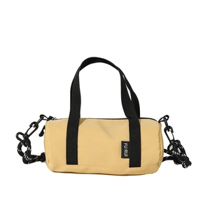 Sac cylindrique jaune vif moderne avec sangles en nylon noir et grande capacité de stockage